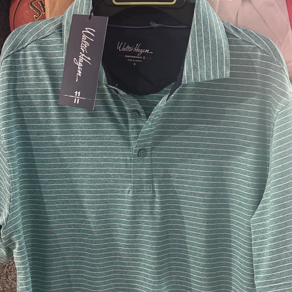 Walter Hagen Men's Teal Striped Polo Shirt